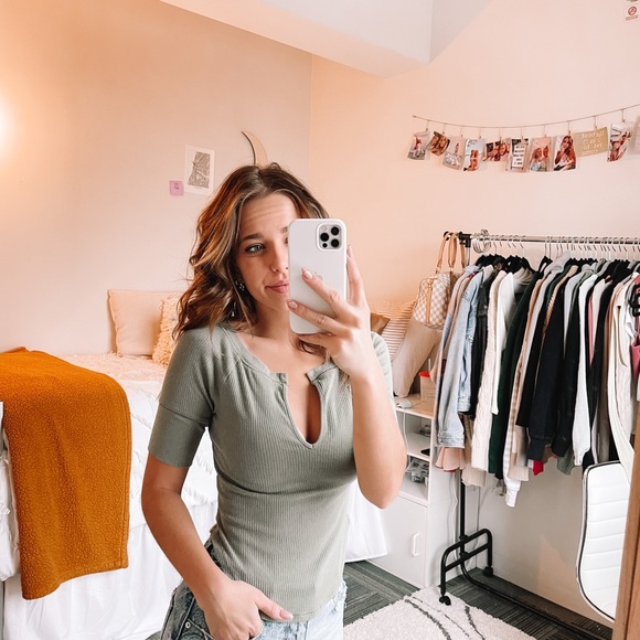 Free People Olive Green Tee!! - Picture 7 of 9